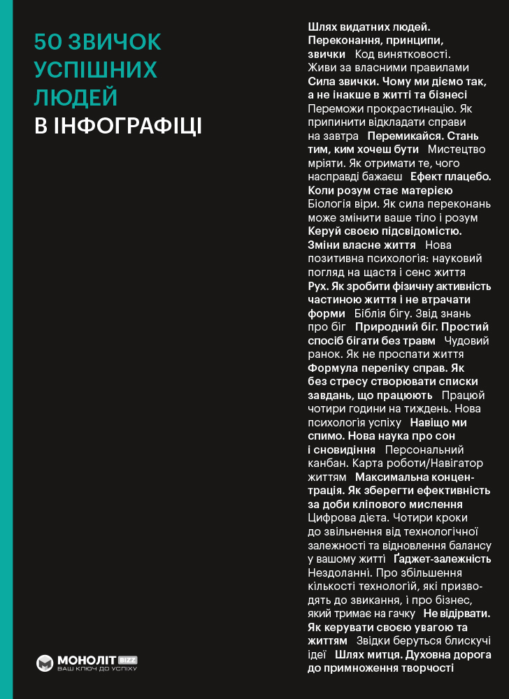 

50 звичок успішних людей в інфографіці (УЦІНКА) (978-617-7966-42-4 - 130877)