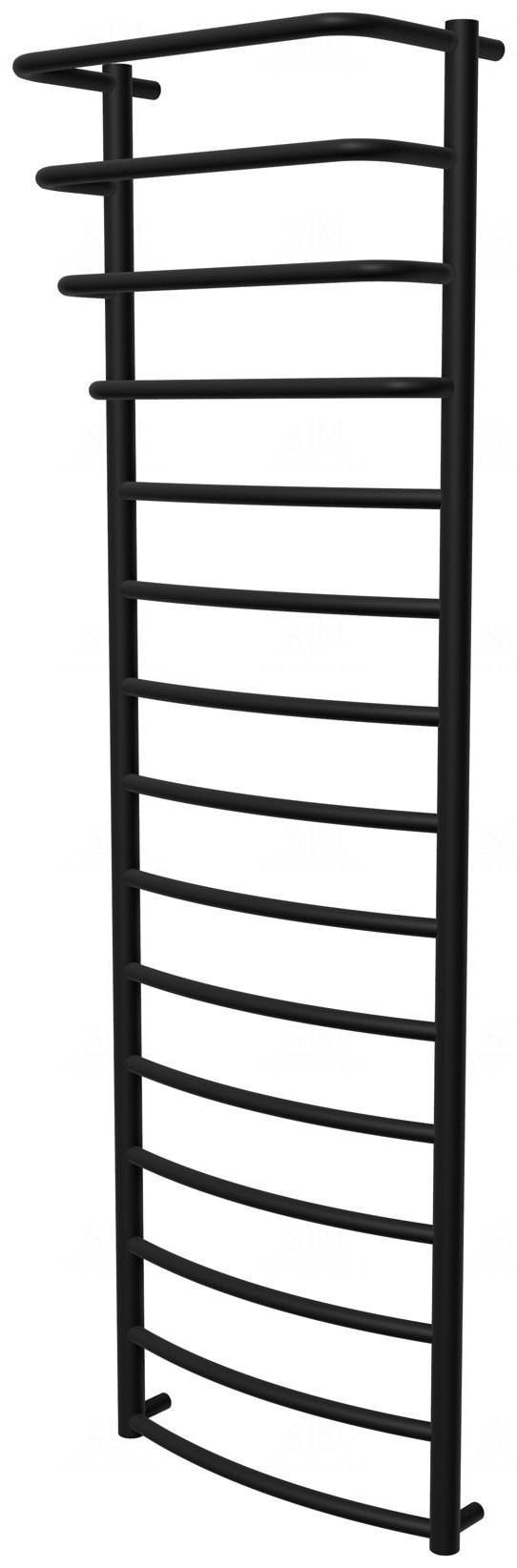 

Черная сушилка для полотенец Grosse 15 RAL9005 лесенка 1550x482, black