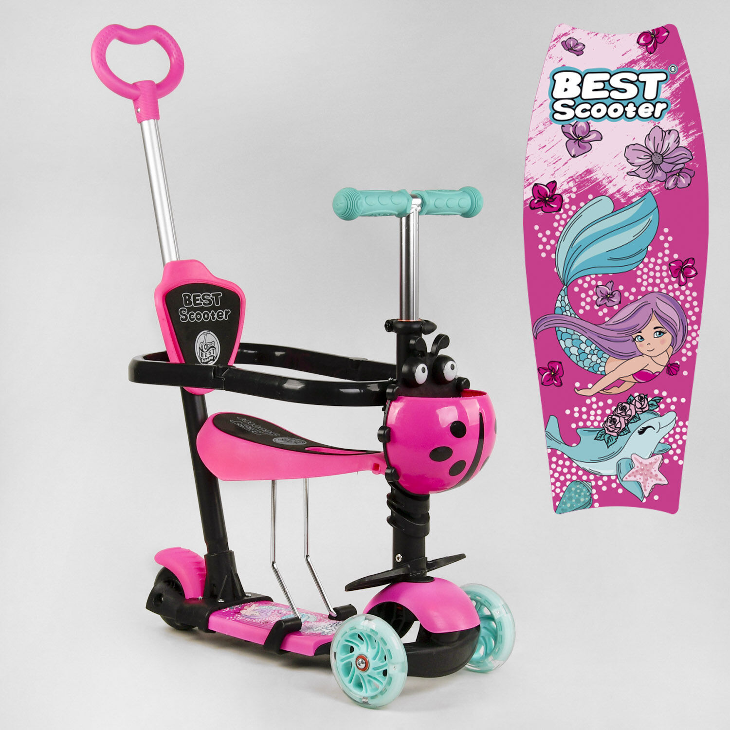 

Самокат 5 в 1 Best Scooter 88011 Black-Pink (88011)