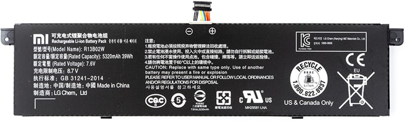 

Акумулятор для ноутбуків Xiaomi Mi Air 13.3" Series 7.6 V 5230 mAh