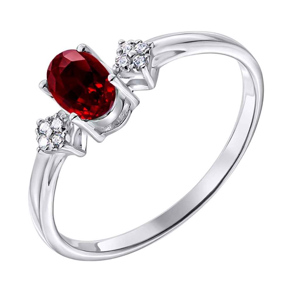 

Серебряное кольцо с гранатом и фианитами 000131735 17 размера