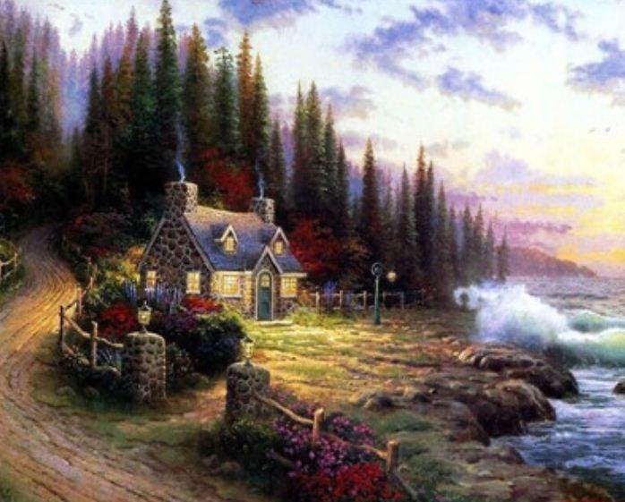 

Картина по номерам JO EPH9556 40*50 см Дом в лесу.