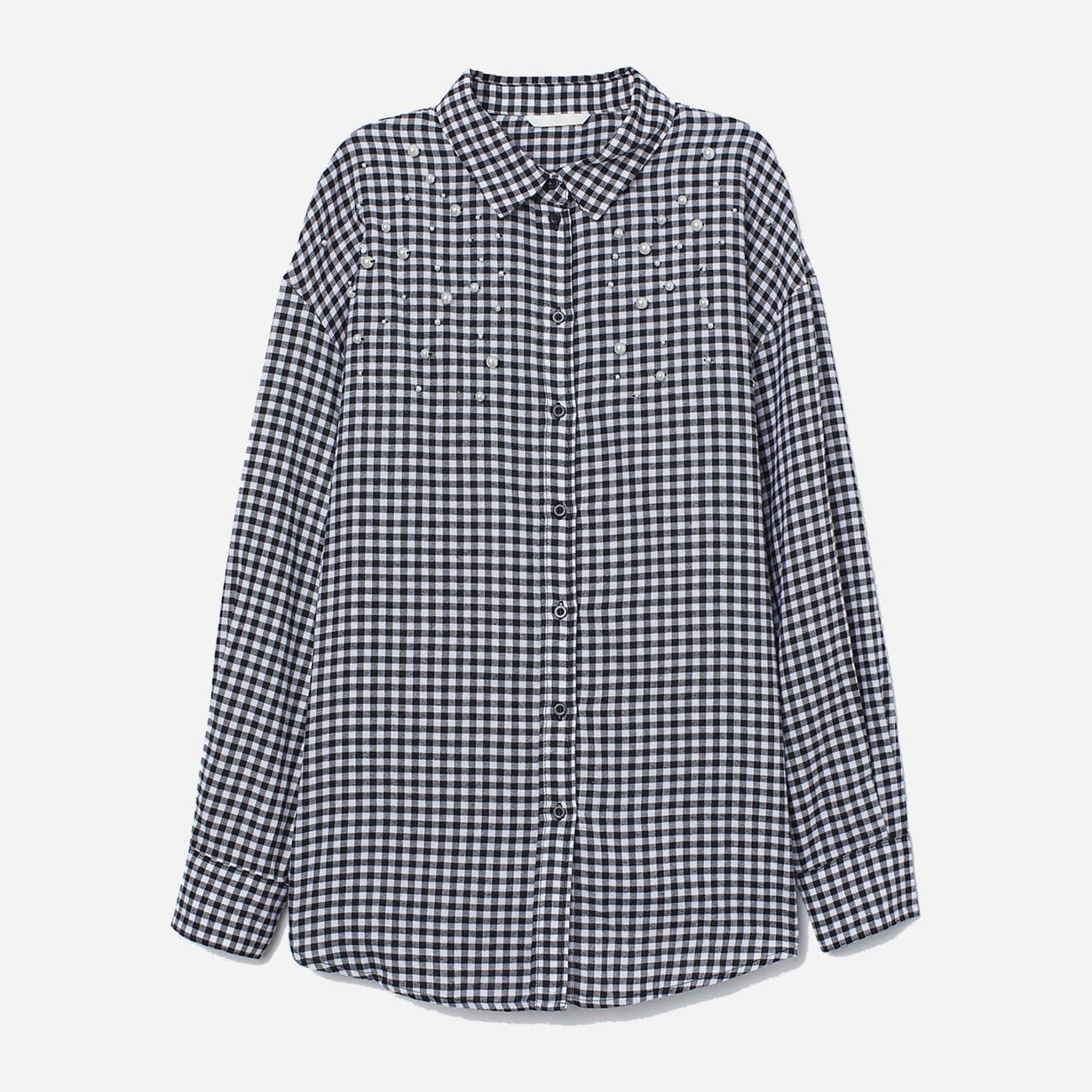 

Рубашка H&M 0619075_бусины  Черная с белым, Рубашка H&M 0619075_бусины 32 Черная с белым