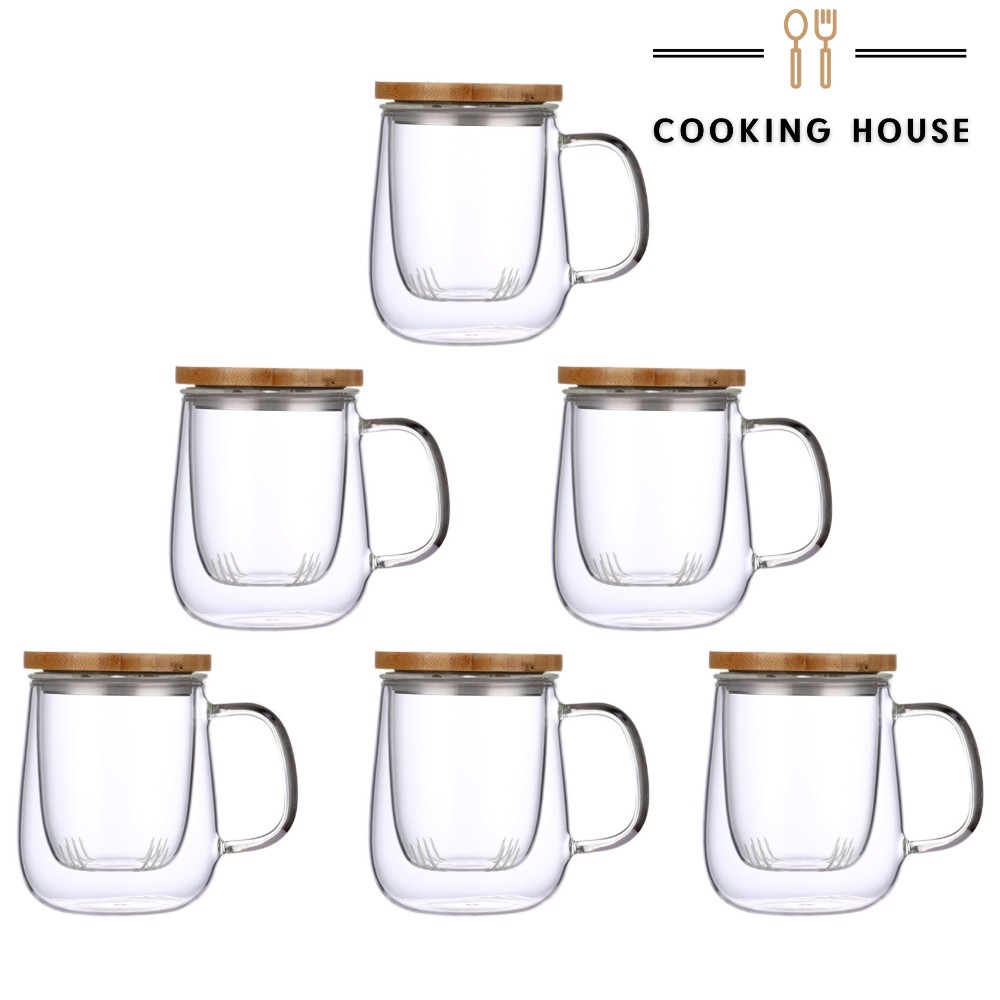 

Стаканы для заваривания чая Cooking House 400 мл с ситечком, крышкой и ручкой для чая 6шт.