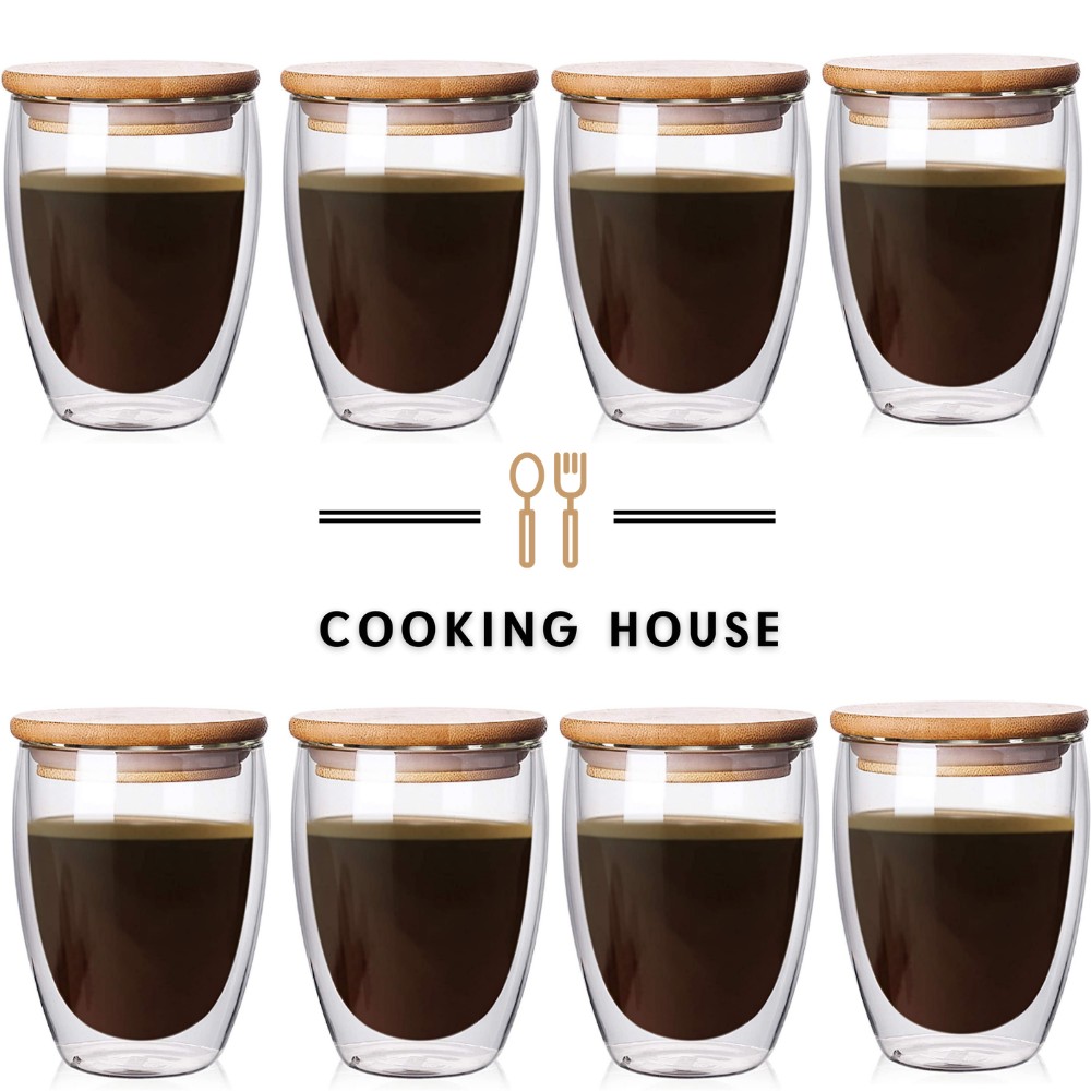 

Стаканы Cooking House с двойными стенками с бамбуковой крышкой объемом 350 мл. 8шт