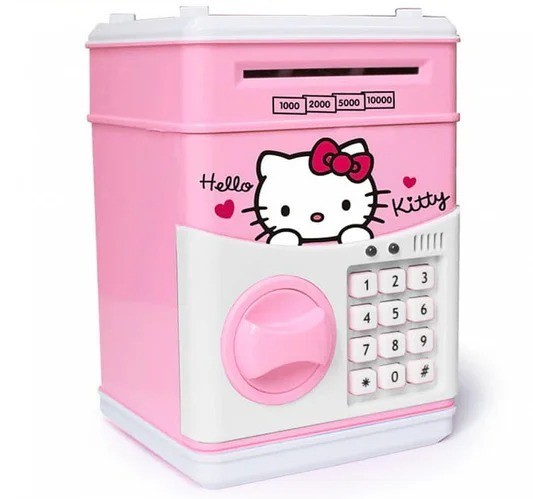 

Копилка сейф Hello Kitty EL-510-13 с кодовым замком и купюроприемником для бумажных денег и монет Розовый