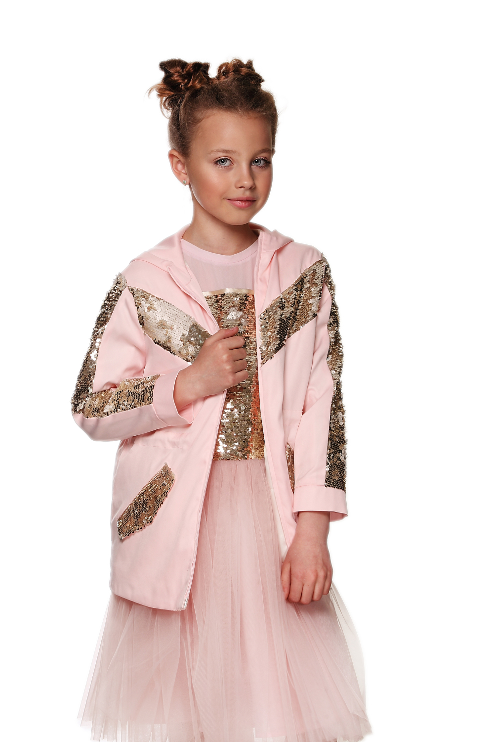 

Парка с пайетками золото Lukas Kids 134 пудровый(9144)