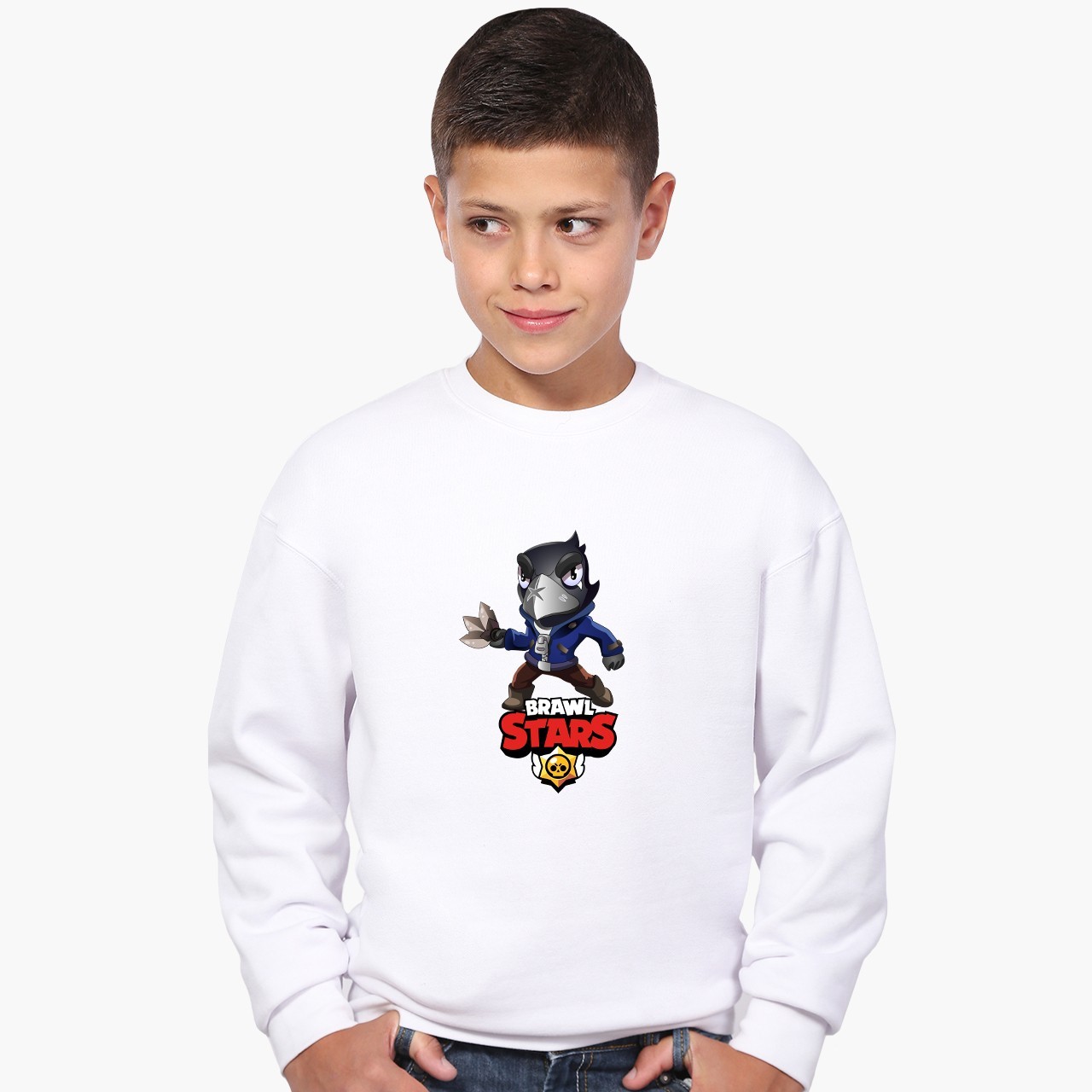

Свитшот для мальчиков Бравл Старс Ворон (Brawl Stars Crow) (9509-1059) 158-164 см Белый