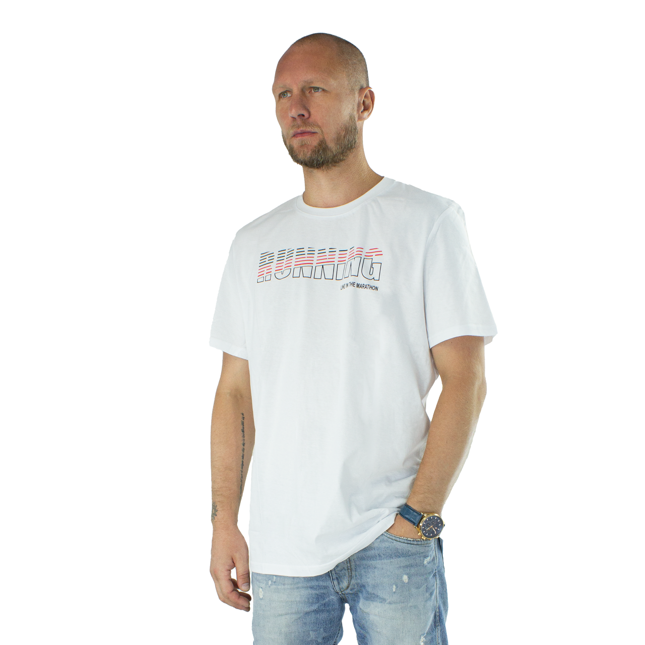 

Мужская футболка с принтом Running Белая 4XL (717898-white-4XL)
