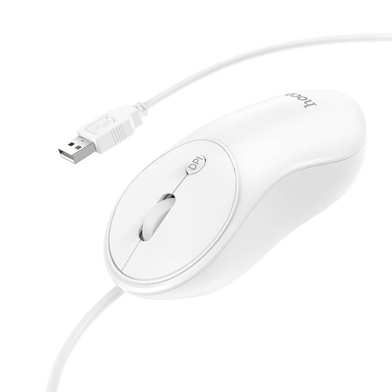 

Мышка проводная HOCO Esteem business wired mouse (1,5M, 1000/1600dpi). White