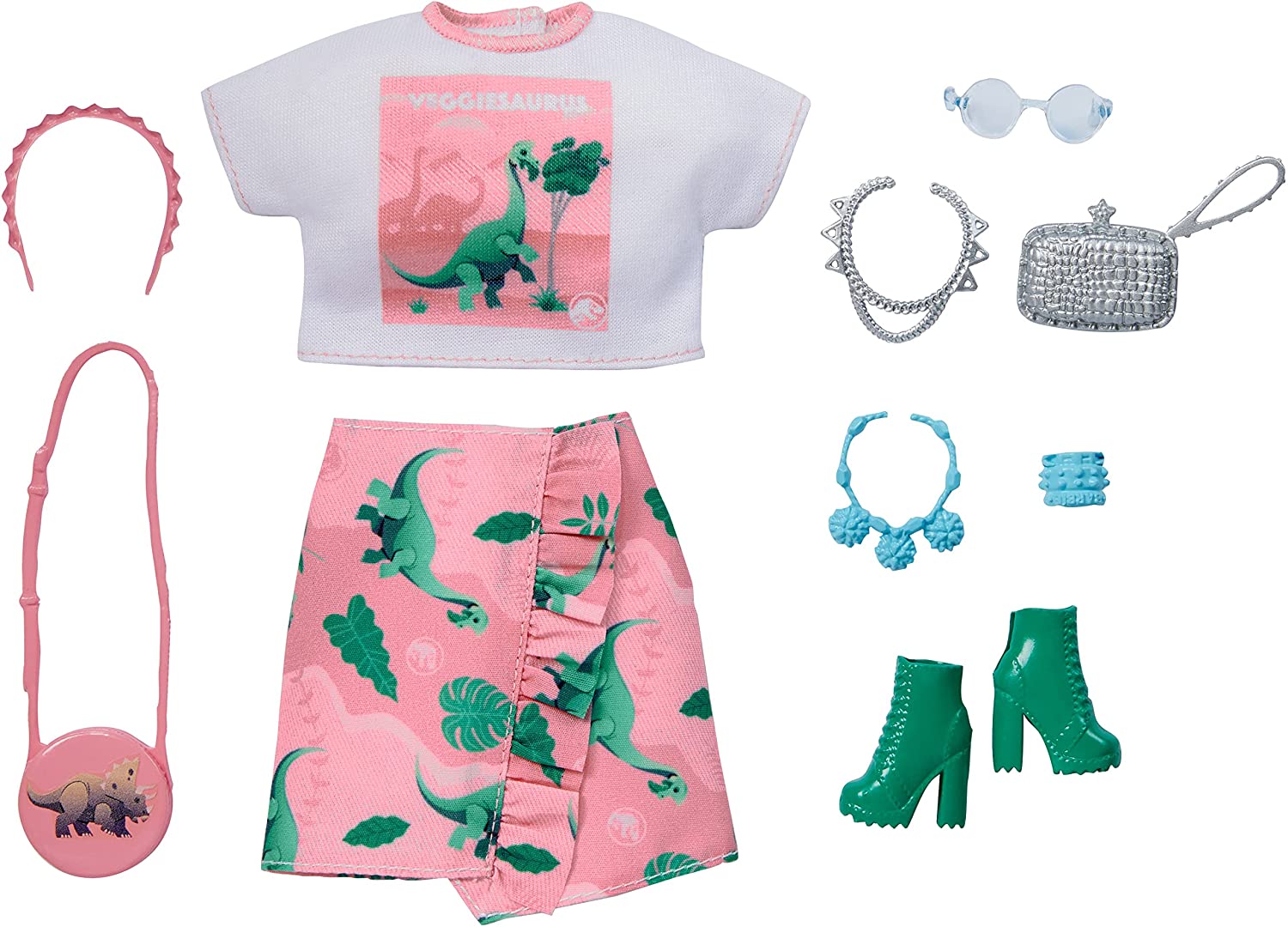 

Одежда для кукол Барби Barbie Fashions Pack White Shirt, Pink Skirt with Dinosaurs Inspired by Jurassic World (GRD64)