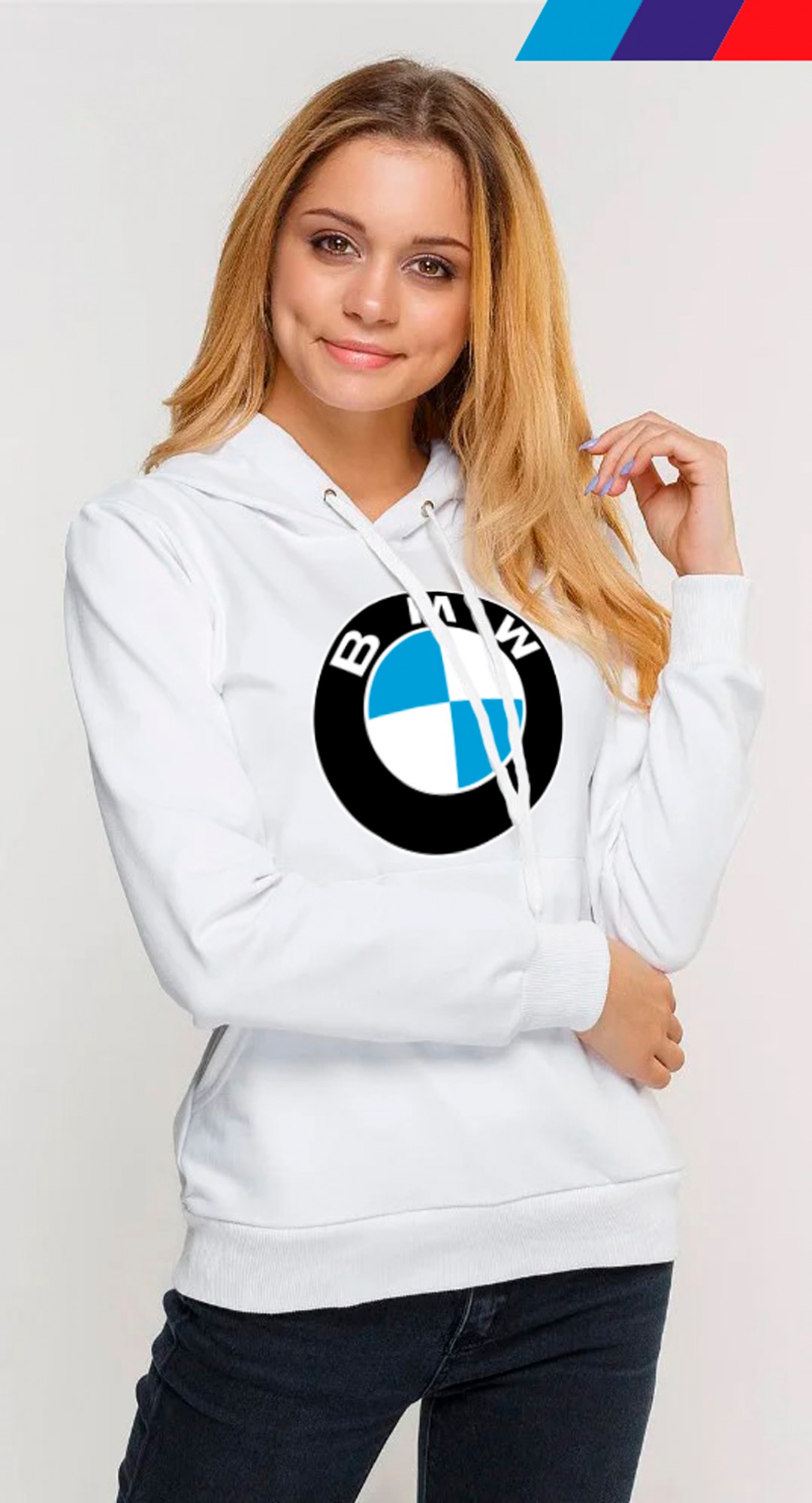 

Худі жіноча BMW  білий, на флисе, Худі жіноча BMW M білий, на флисе