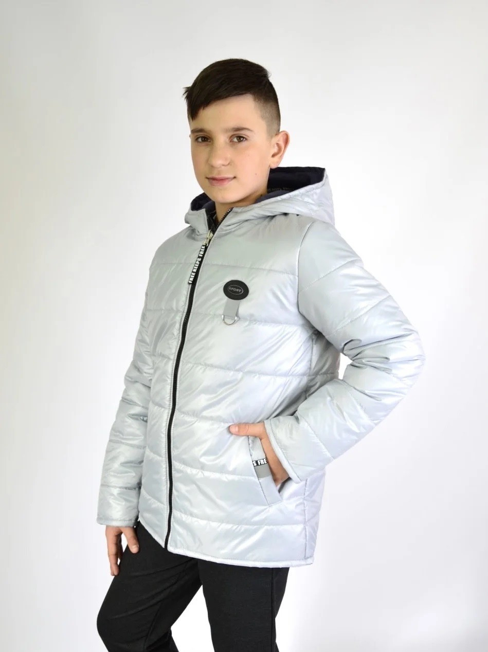 

Двухсторонняя куртка для мальчика рост 152 серый/темно-синий