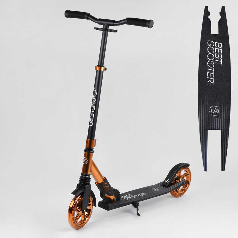 

Детский двухколесный самокат алюминиевый Best Scooter S-40388 колеса PU, d колес - 180мм, 1 амортизатор передний, анодированная покраска
