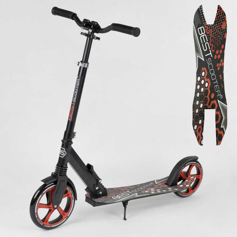

Детский двухколесный самокат 88146 Best Scooter, красный, зажим руля, переднее колесо PU - 230мм, заднее колесо PU - 200мм, 1 амортизатор