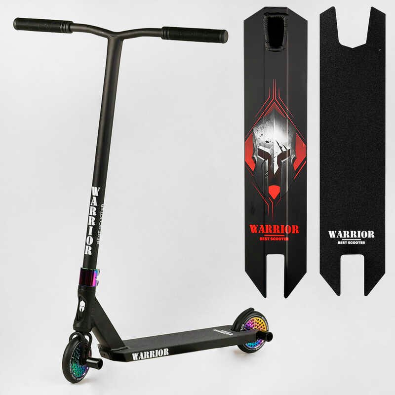 

Самокат трюковый Т-60738 Best Scooter Warrior, HIC-система, пеги, алюминиевый диск и дека, колёса PU, d=120мм, ширина руля 58 см