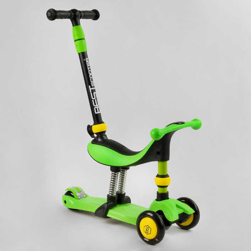 

Детский самокат-велобег 3в1 трехколесный BS-30802 Best Scooter, 3 колеса PU со светом, сидение, амортизаторы, родительская ручка