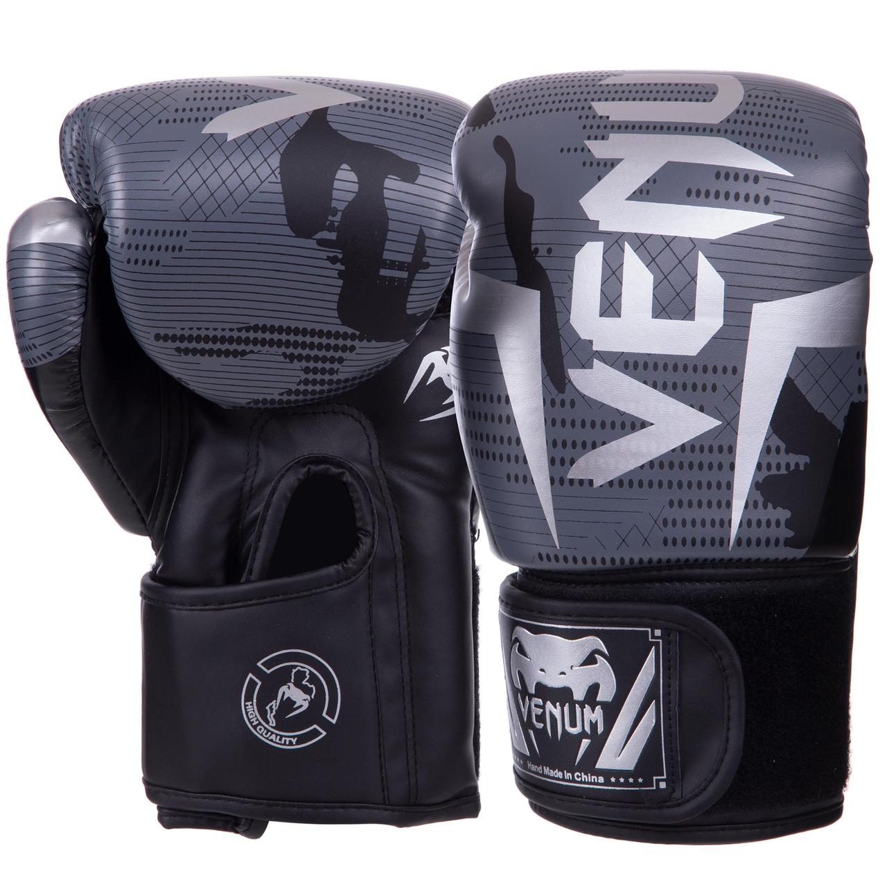

Перчатки для бокса и единоборств VENUM Heroe PU 2532 Grey-Silver-Black 14 унций