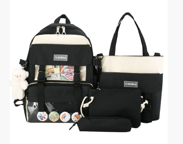

Рюкзак женский + сумки + пенал Комплект CLBDBAG Черный с бежевым (292G)