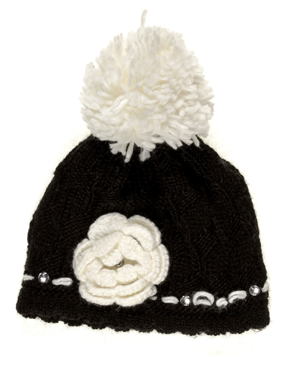 

Детская шапка для девочки черная с белым балабоном 50-52р Арт. 065-2 Achti