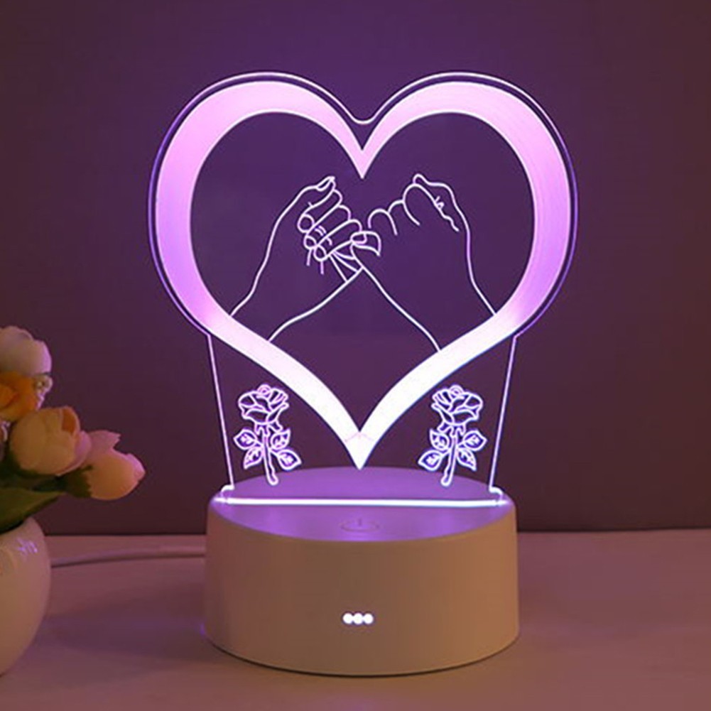 

Настольный сенсорный 3D ночник LED светильник Creative Lamps 3D Night Light 7 цветов Сердце влюбленных