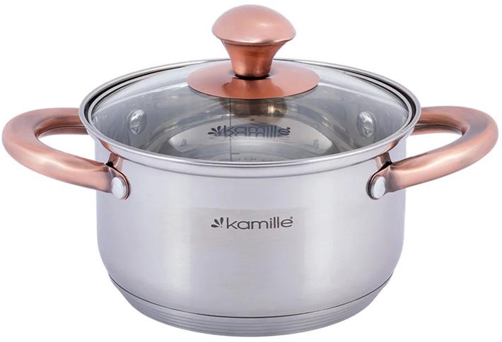 

Кастрюля Kamille Catalin 5л из нержавеющей стали с мерной шкалой матовая