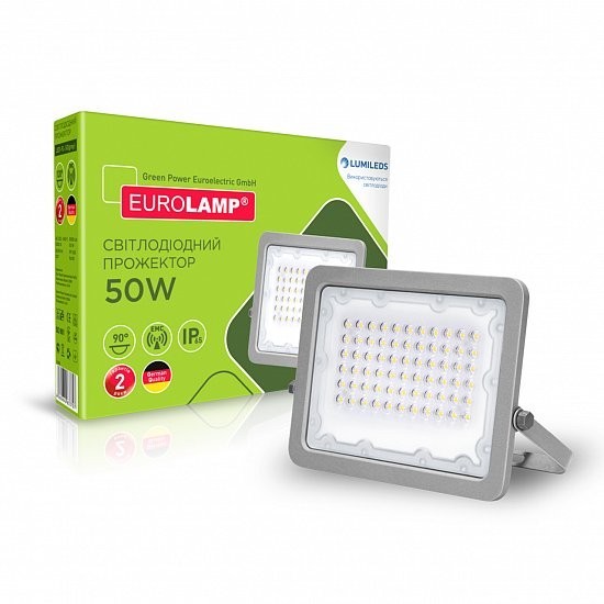 

Прожектор светодиодный EUROLAMP 50Вт 5000K 5000Лм серый (LED-FL-50(gray))