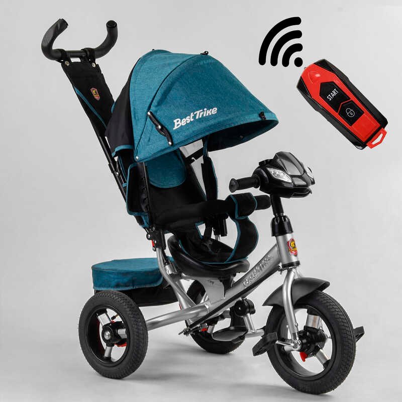 

Детский трехколесный велосипед с родительской ручкой 3390 / 45-644 Best Trike надувные колеса d=29см. переднее, d=26см. задние, фара С USB, пульт