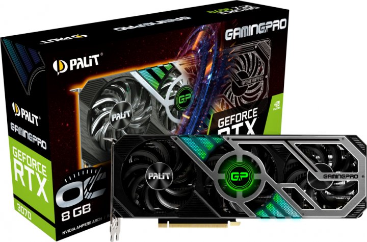 

Відеокарта GF RTX 3070 8GB GDDR6 GamingPro OC V1 Palit (NE63070S19P2-1041A) (LHR)