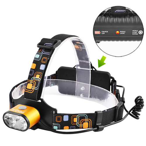 

Фонарь налобный Police 2128-2T6, ЗУ micro USB, 2х18650, signal light, Box