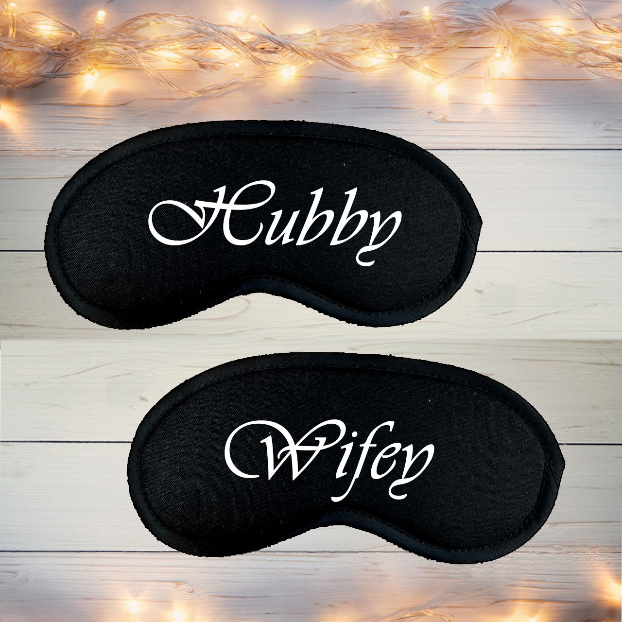 

Маски парные для сна (на глаза) с принтом "Hubby. Wifey"