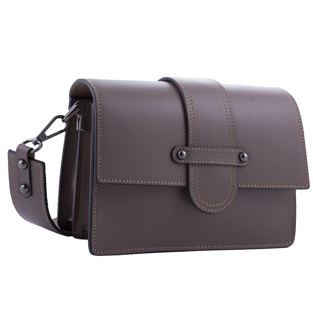 

Сумка женская кожаная кросс боди Genuine leather 21658 темный тауп