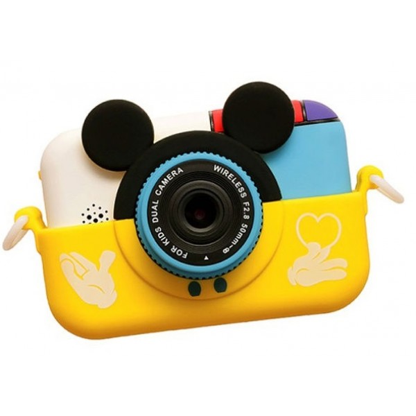 

Детский цифровой фотоаппарат 2 камеры Children's fun Camera 28MP Full HD 1920*1080р Мики Маус (Желтый чехол)камера для селфи.