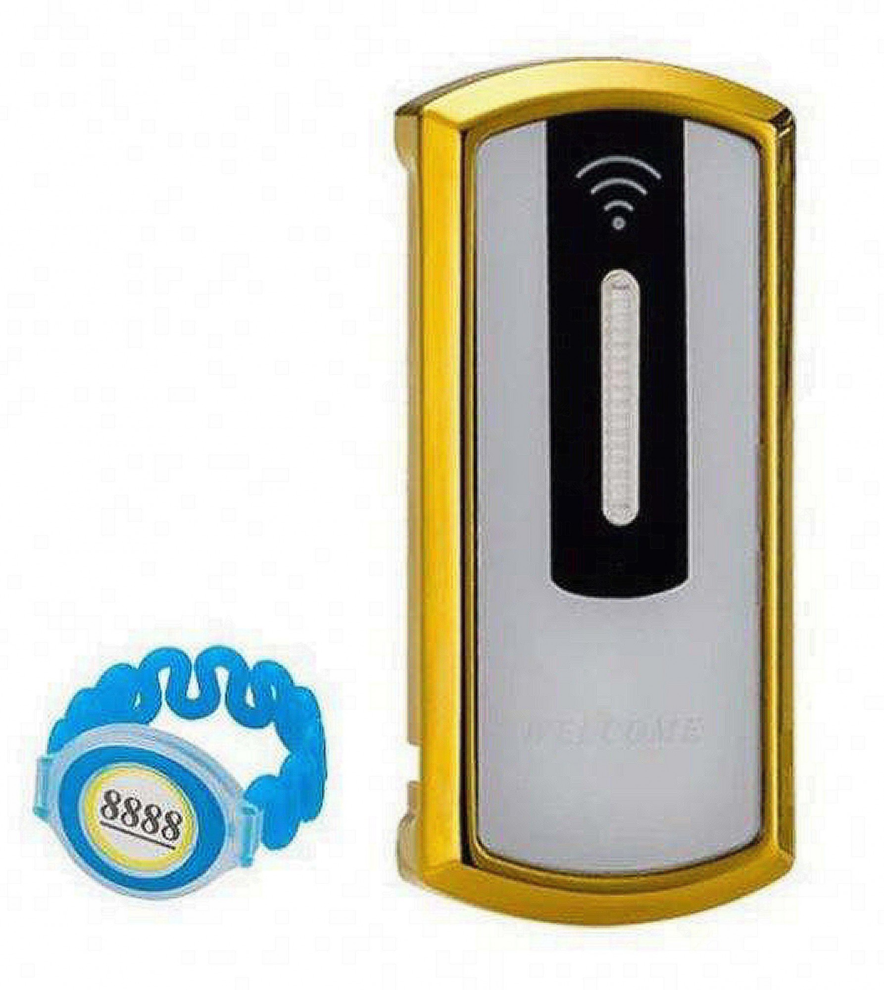 

Замок мебельный электромеханический с фиксированным RFID доступом ET125-G с металлическим фронтальным корпусом под серебро и окантовкой под золото