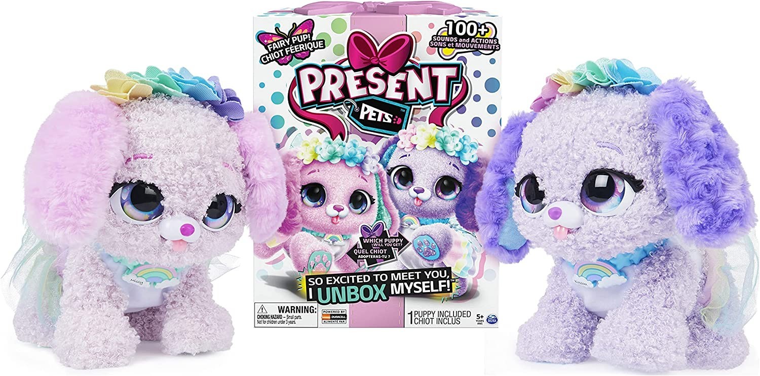 

Интерактивный Щенок сюрприз Spin Master Present Pets Fairy Puppy Радужный