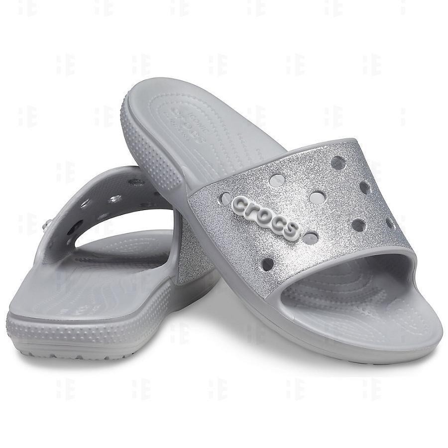 

Шлепки с блестками Crocs Classic Glitter, W8, серые, 38-39
