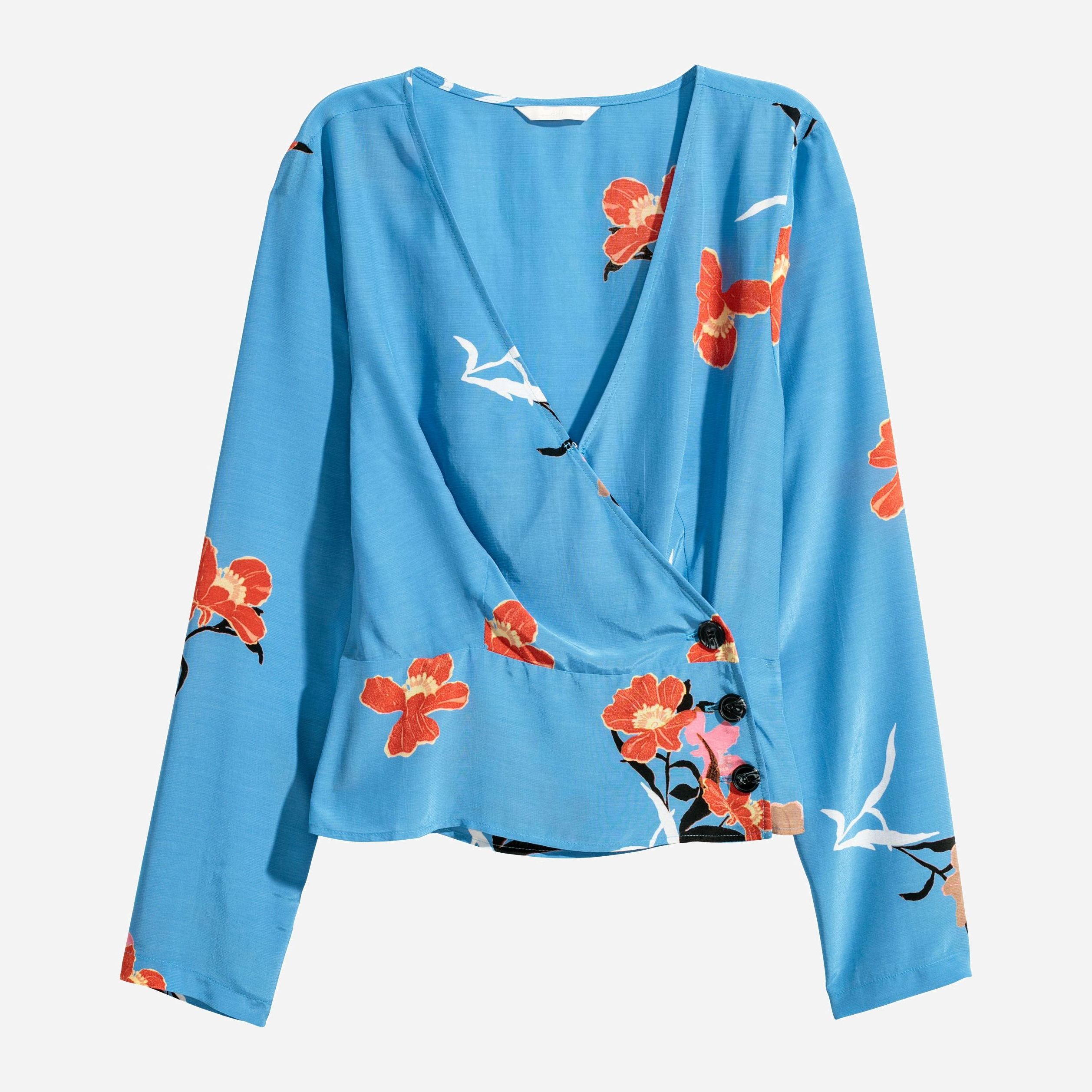 

Блузка H&M XAZ181079DZIR  Голубая с разноцветным, Блузка H&M XAZ181079DZIR 32 Голубая с разноцветным