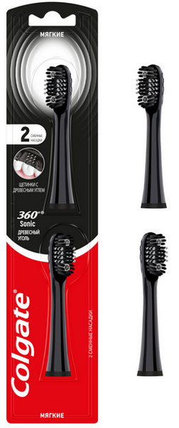 

Сменные насадки к электрической зубной щетке Colgate 360˚Sonic Древесный уголь мягкие