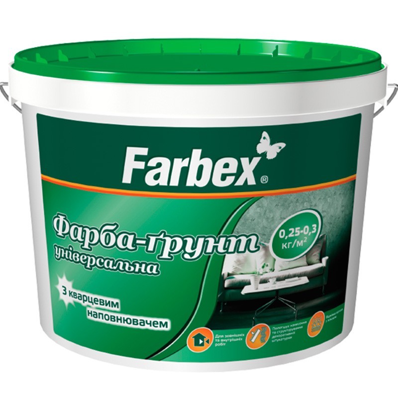 

Краска-грунт универсальная Farbex матовая белая База-А 14кг