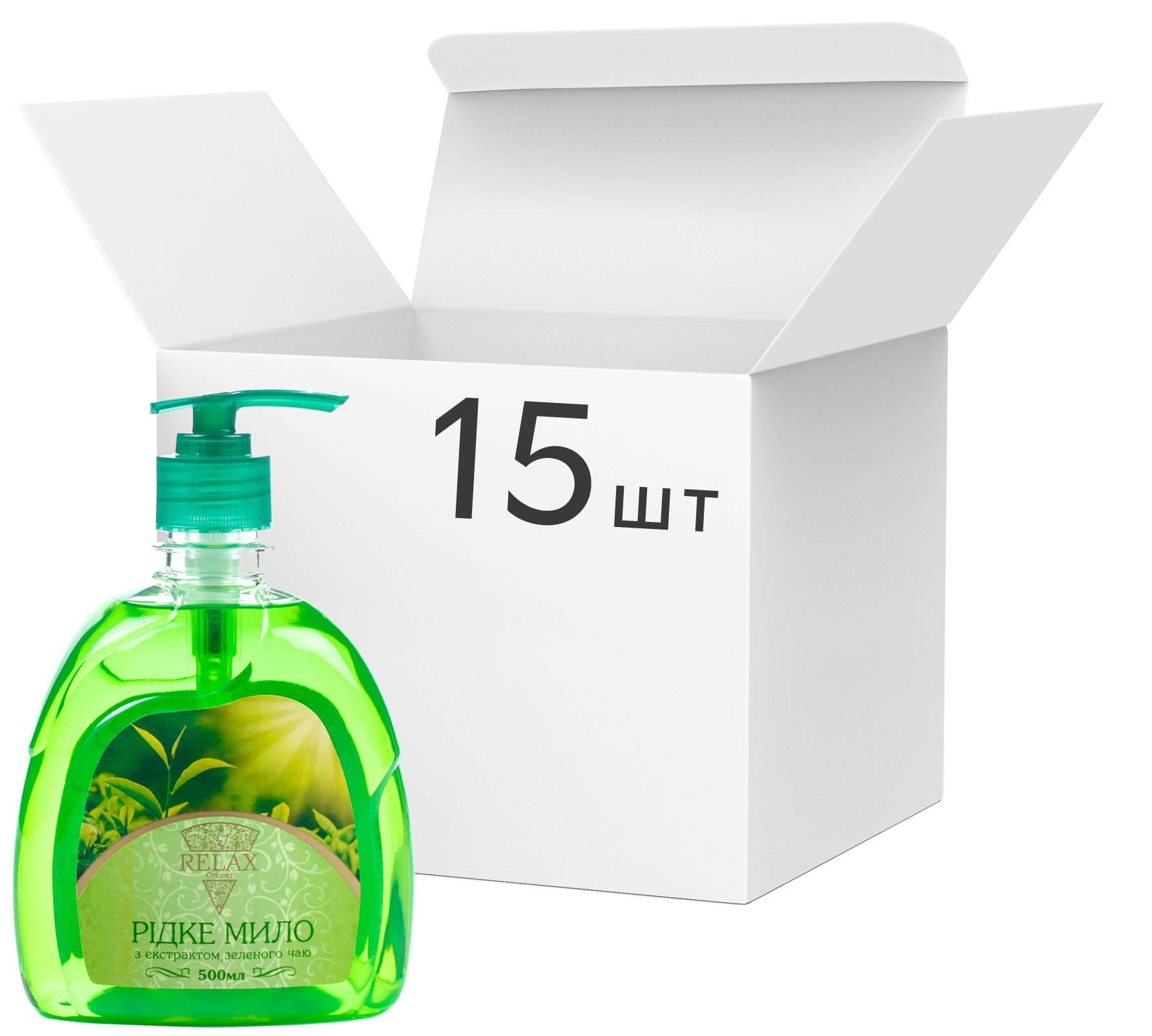 Акція на Упаковка жидкого мыла Relax с экстрактом зеленого чая 500 мл х 15 шт (4820174691370_1) від Rozetka UA