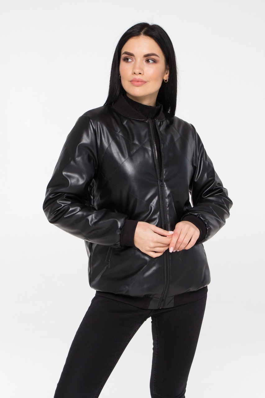 

Куртка-бомбер CR-80137-BLK  черная, Куртка-бомбер CR-80137-BLK 44 черная