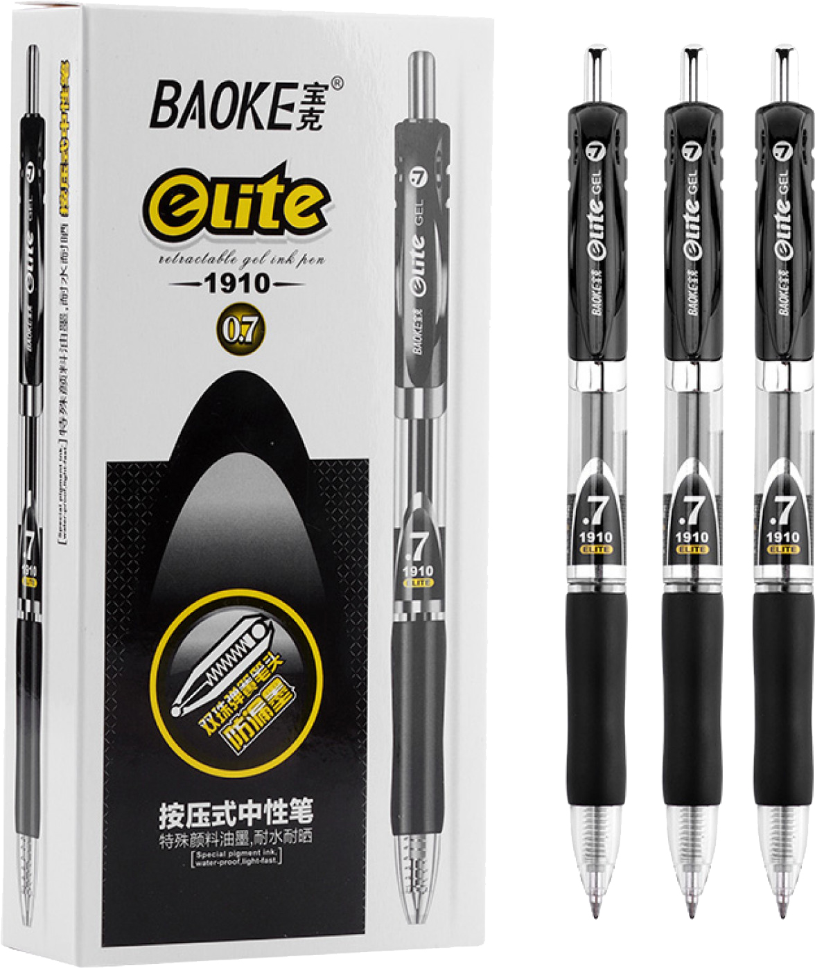 

Упаковка гелевых ручек Baoke Elite 0.7 мм Черная 12 шт (PC1910-black)