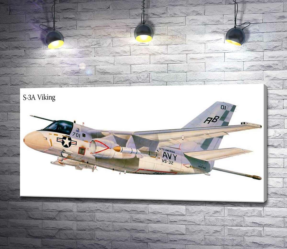 

Картина ArtPoster Американский военный истребитель самолет S-3A Viking 130x65 см Модуль №1
