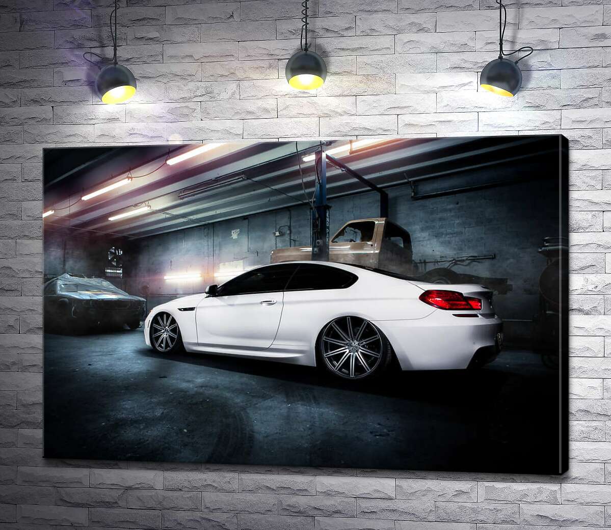 

Картина ArtPoster Белый блеск автомобиля BMW M6 Gran Coupé 130x87 см Модуль №1