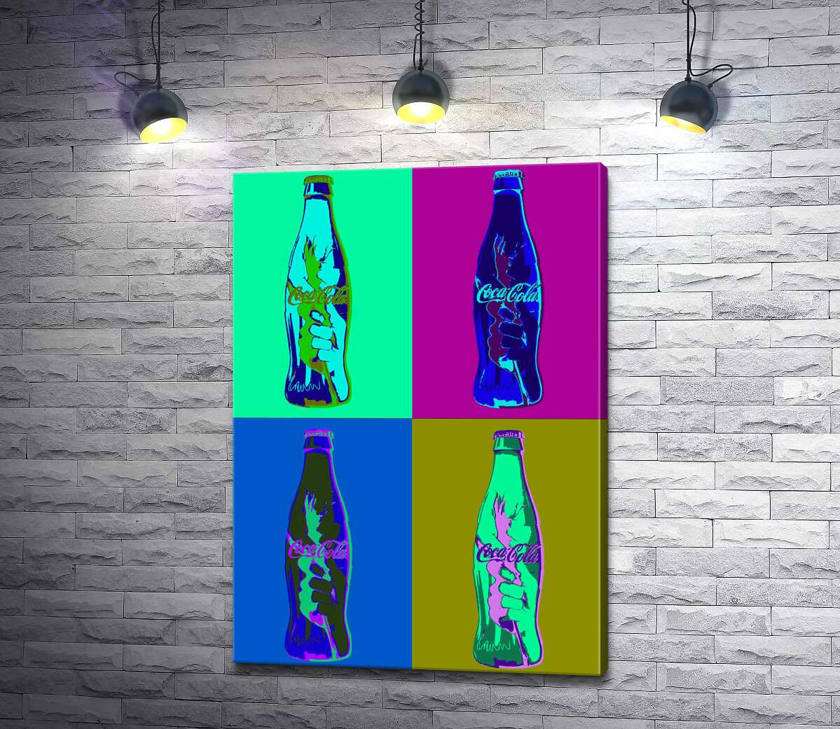 

Картина ArtPoster Бутылки "Кока-колы" (Coca-cola) в неоновых цветах 130x184 см Модуль №1