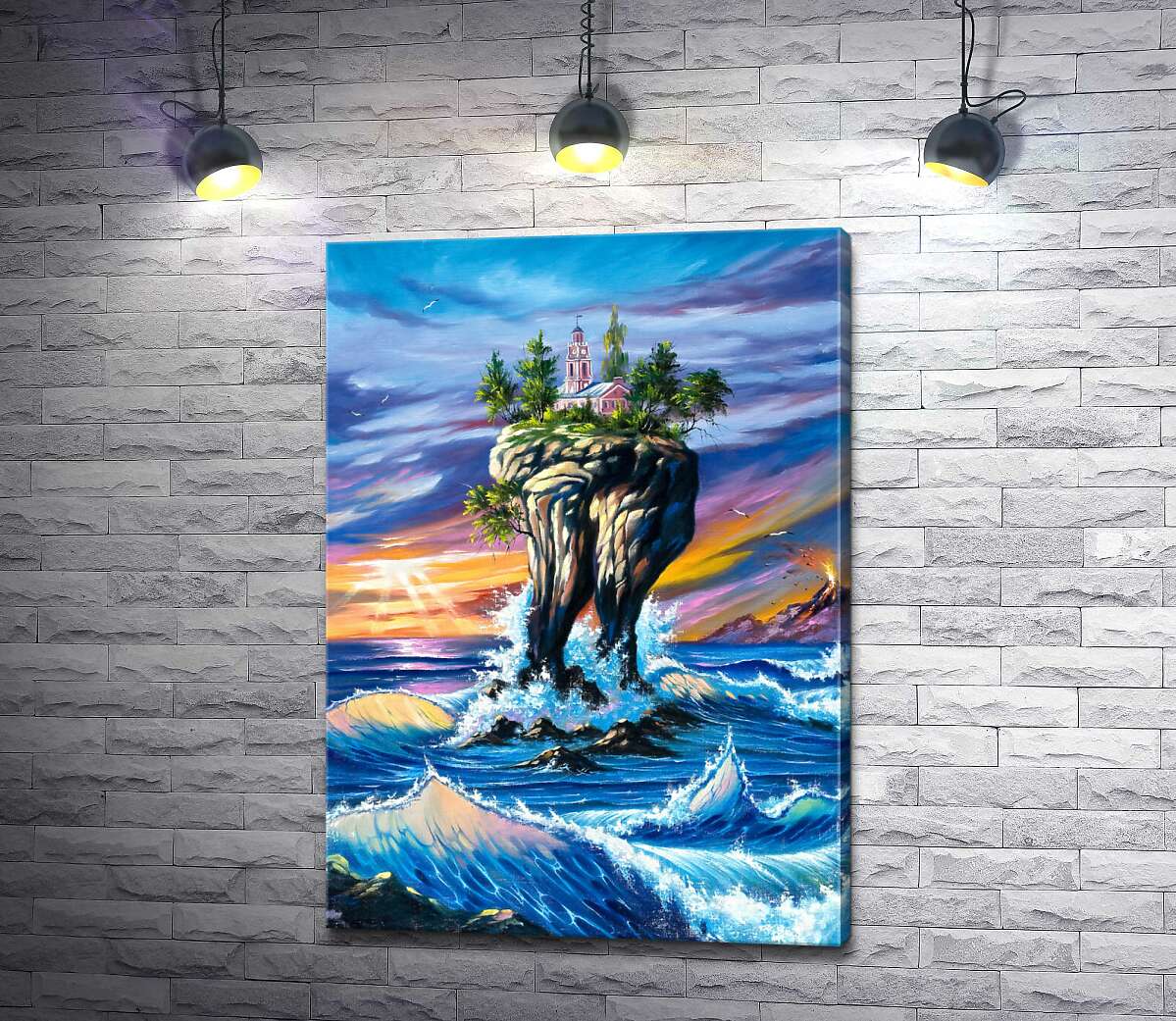 

Картина ArtPoster Бурные волны омывают скалу с ратушей 100x142 см Модуль №1
