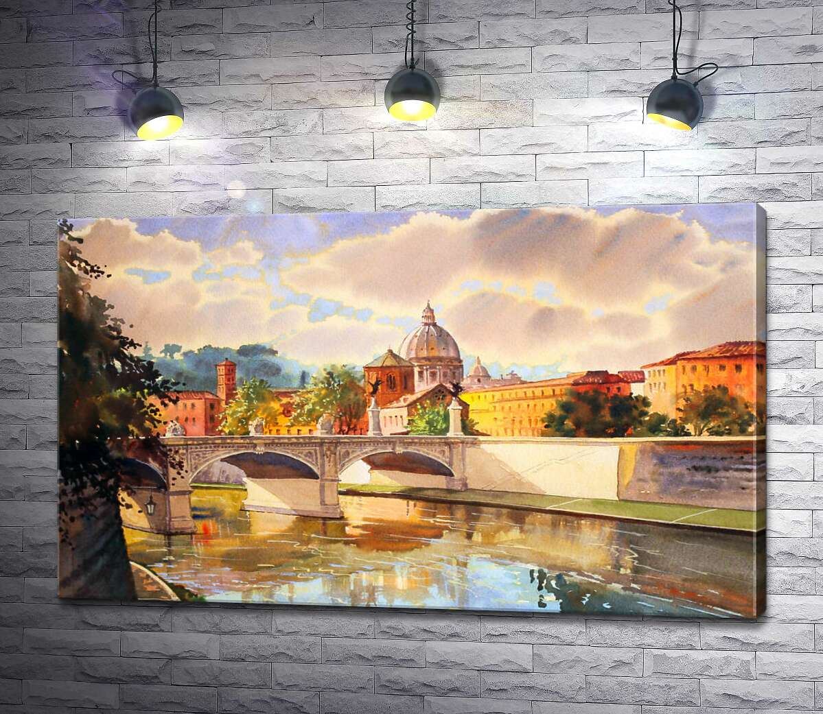 

Картина ArtPoster Белоснежный мост святого Ангела (St. Angelo Bridge) над речкой Тибр 100x61 см Модуль №1