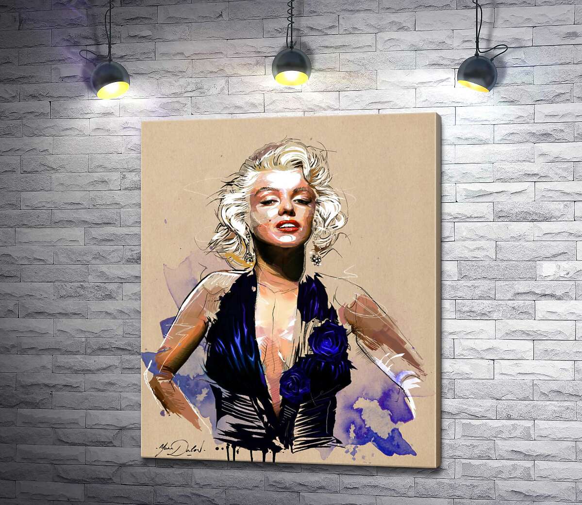 

Картина ArtPoster Вызывающий образ Мэрилин Монро (Marilyn Monroe) в открытом синем платье 130x159 см Модуль №1