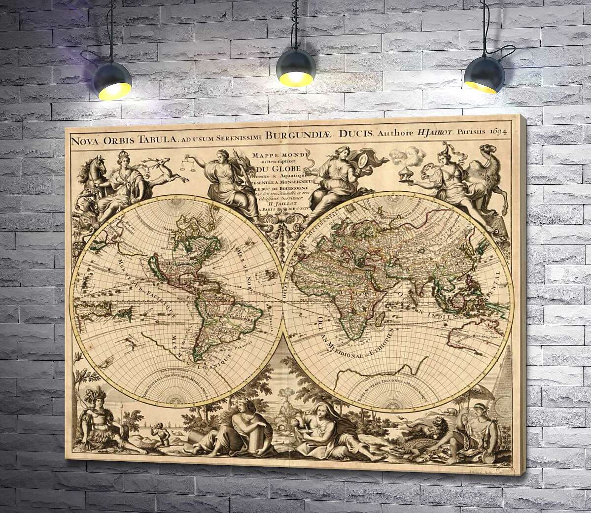 

Картина ArtPoster Карта полушарий Земли 1694 года, авторства французского картографа Юбера Жайо (Hubert Jaillot) 100x80 см Модуль №1