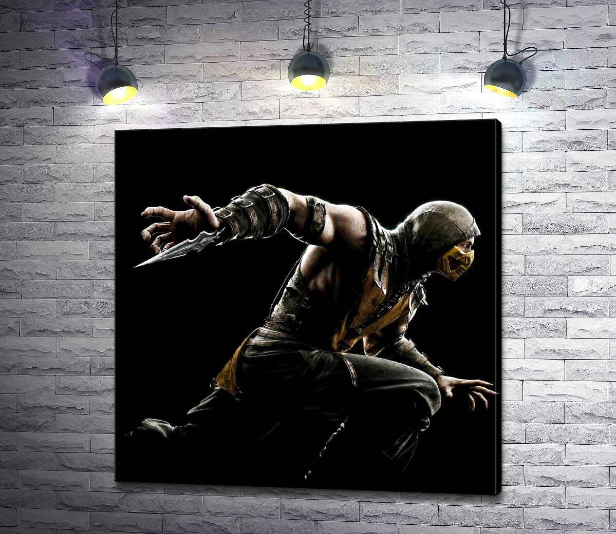 

Картина ArtPoster Герой игры "Mortal Kombat", Скорпион, решительно бежит в битву 130x130 см Модуль №1